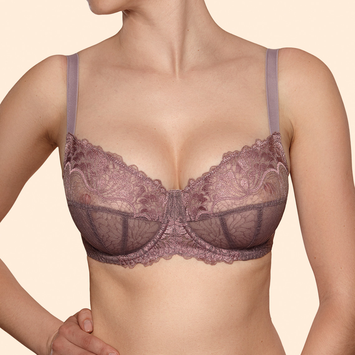 Florence stretch-cotton and lace maternity bra