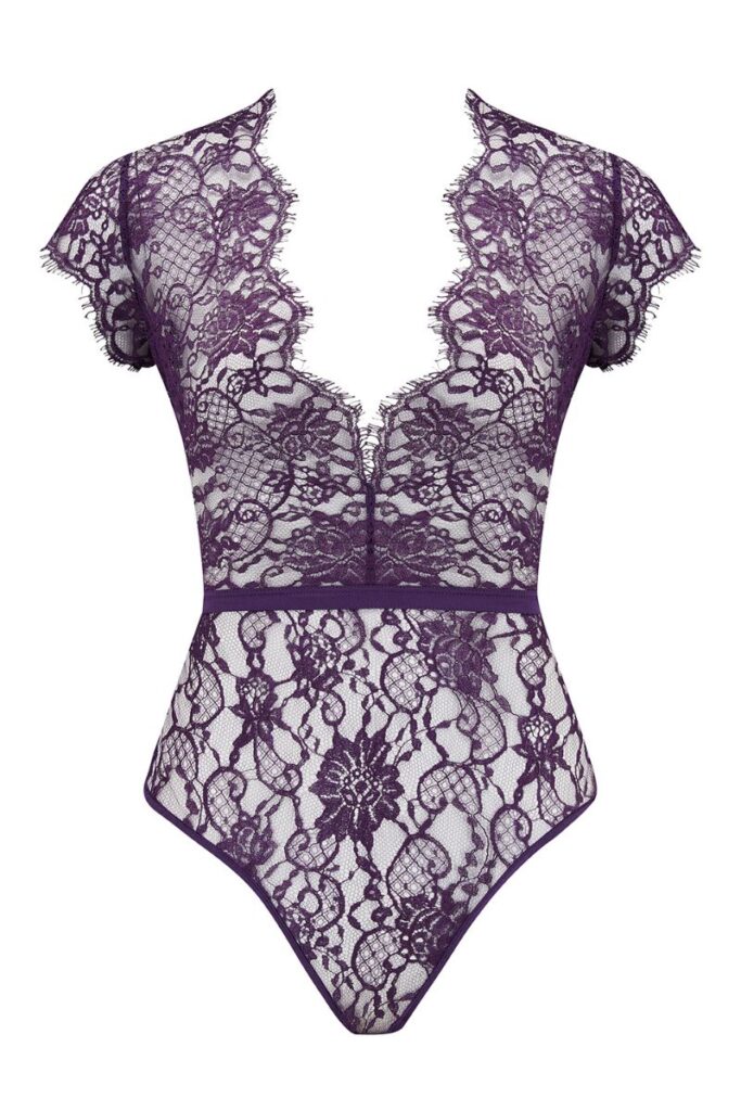 gift guide for sister, best friend- purple lace bodysuit co co de mer