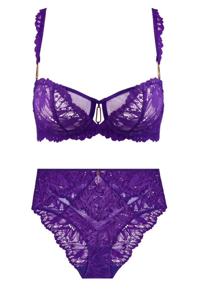 gift guide for wife girlfriend partner- purple lace bra and panty set aubade